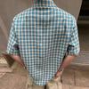 Summer Stylish Short Sleeve Shirt Men's Streetwear Vintage Button Up Turn Down Collar Shirts Trendy Men Plaid Printed