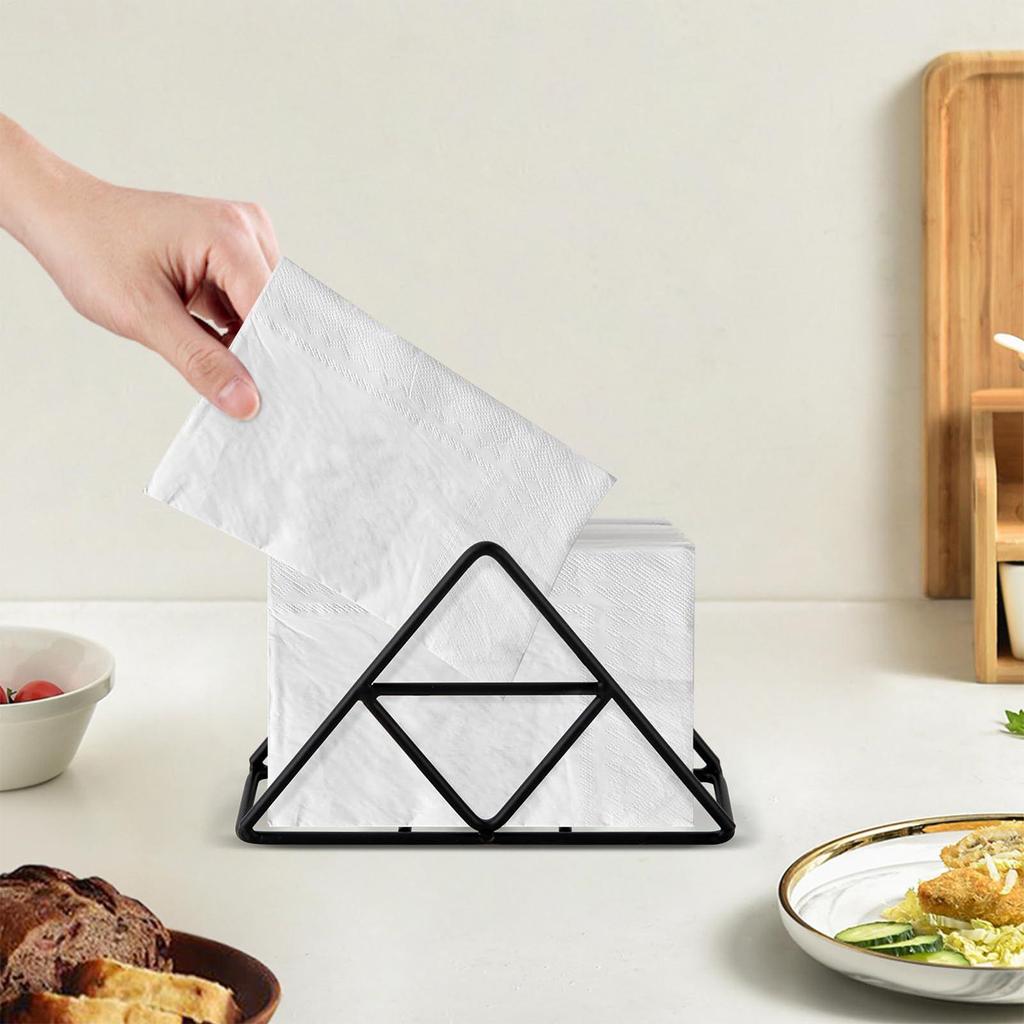 Napkin Holder Triangle Paper Towel Holder Black Metal Tissue Dispenser For Kitchen Camping Outdoor Bar Restaurant Cabinet