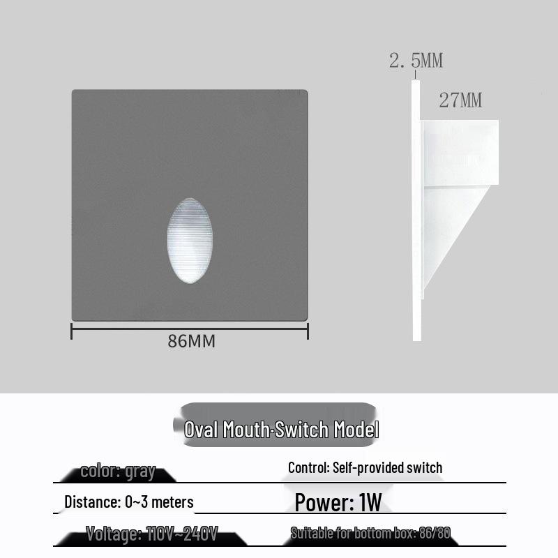 Ultracienka lampka nocna z czujnikiem magnetycznym do wbudowania typu 86 na schody i korytarze