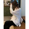 White Long-sleeved Shirt Women's Autumn and Winter Loose Version with Bottoming Shirt German Velvet Lazy Medium and Long Neck Top