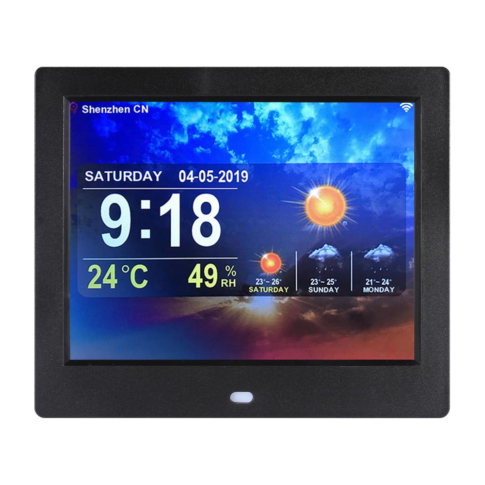 Desk Wall Alarm Digital Clocks 7 Inch Electronic Day Calendar with Video Playback Acrylic Frame for Senior Dementia Alzheimer's
