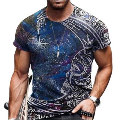 Sommermode Retro Bedrucktes Herren Bequemes Lockeres Tägliches Rundhals Kurzarm T-Shirt