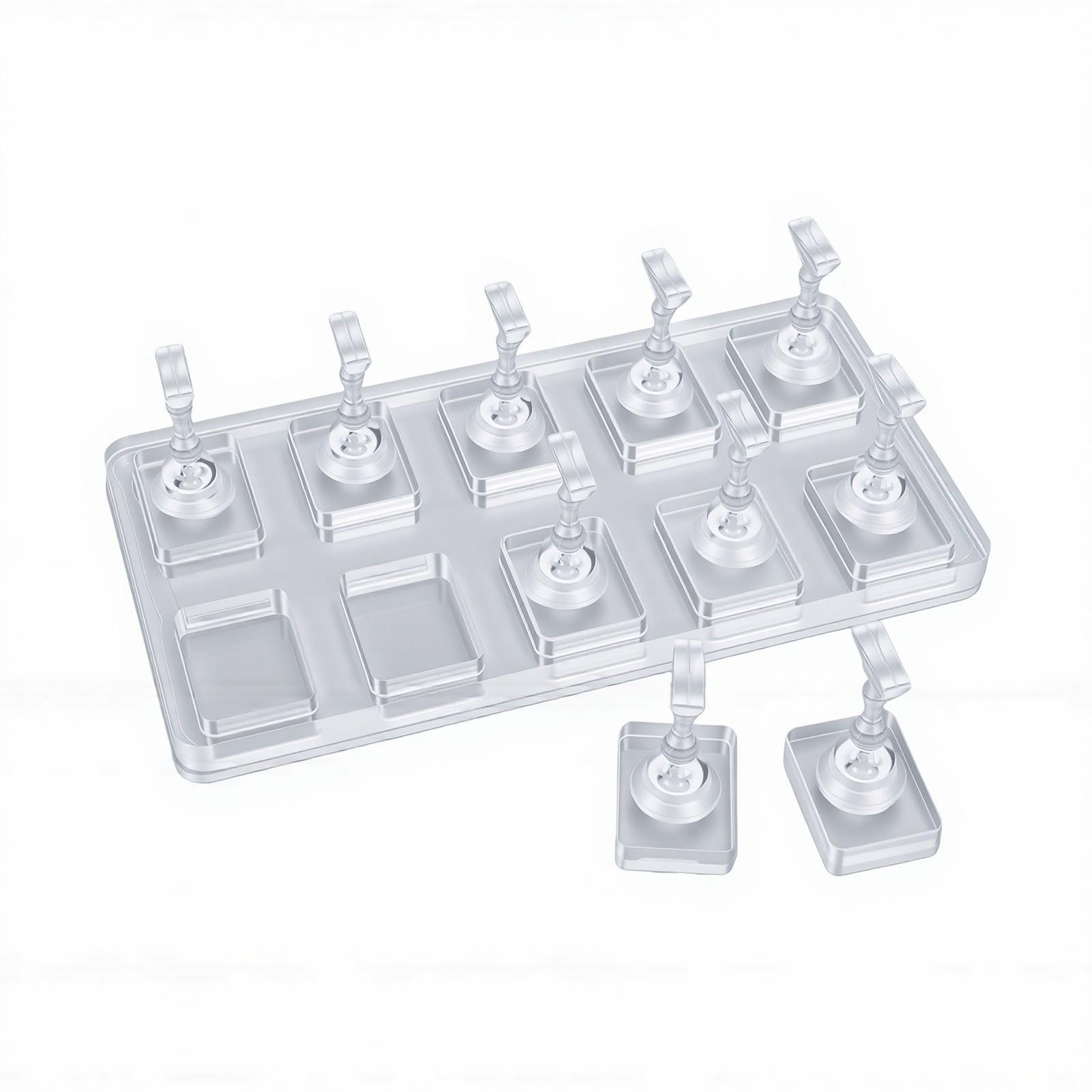 Non Magnet Nail Stand 10 Grid Double Row Acrylic Base Nail Practice Holder for Home DIY Double Row 10 Grid