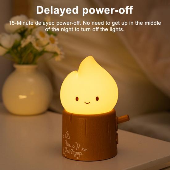 Night Light Adorable Shape Dimmable 2 Lighting Modes USB Rechargeable Realistic Flickering Flame LED Bedside Lamp