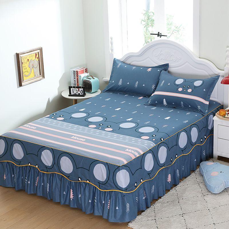 3Pcs Bed Sheet Lace Skirt Elastic Fitted Double Bedspread With Pillowcases Mattress Cover Bedding Set Elastic Bedsheet Set