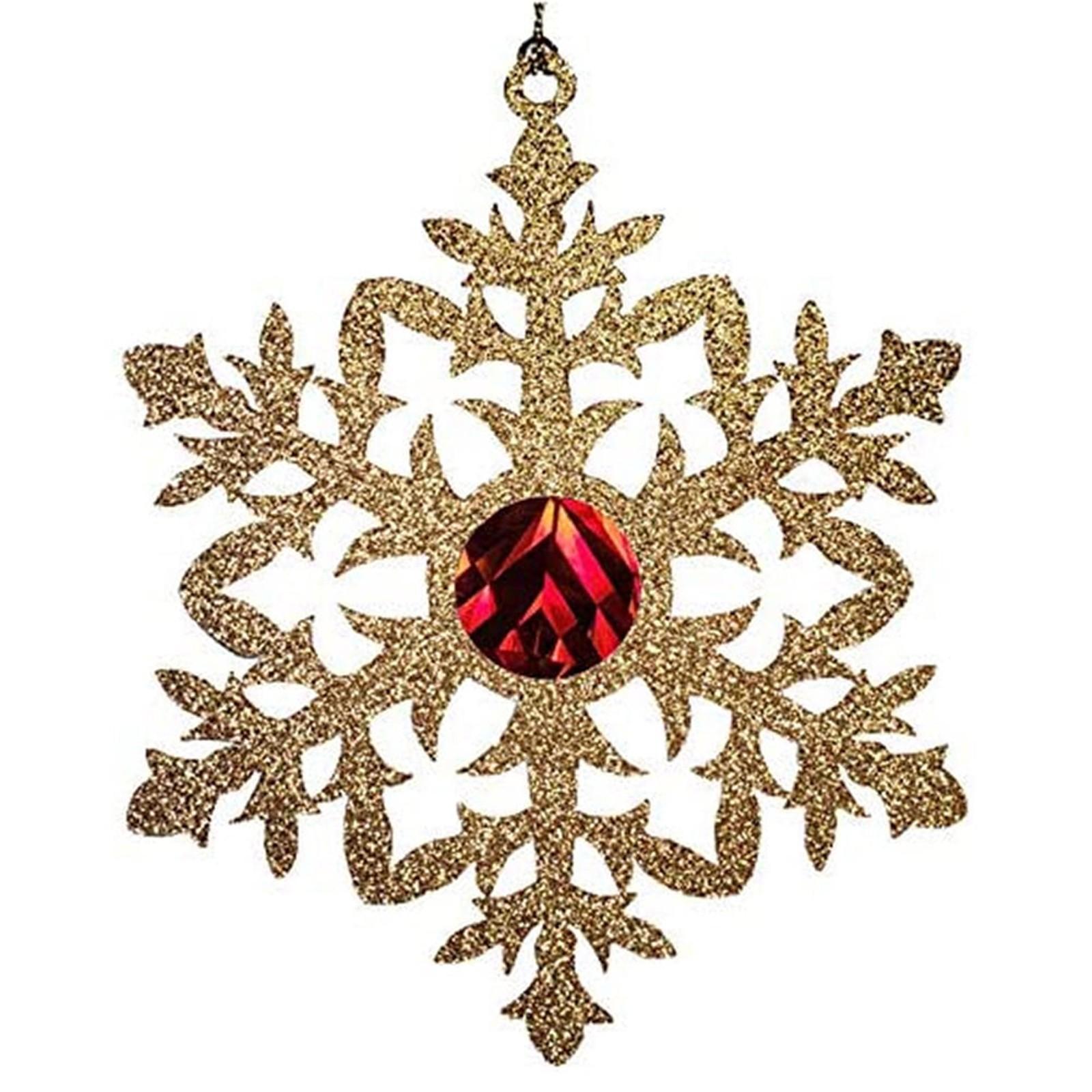 

Різдвяні 10 упаковок сніжинок Ялинкові прикраси Блискучі прикраси One Size золотий