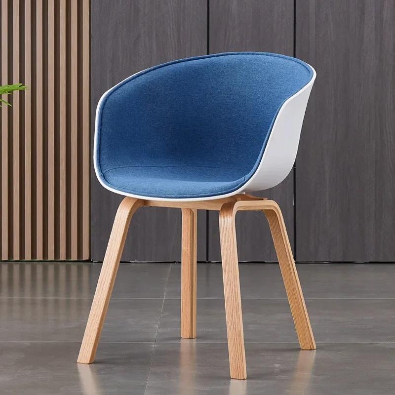 Chair Nordic Plastic Chair Solid Wood Back Coffee  Modern Minimalist Restaurant Leisure Chair Desk Designer