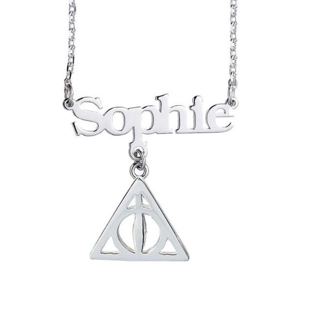 HARRY POTTER Sterling Silver Personalised Necklace with Deathly Hallows Charm