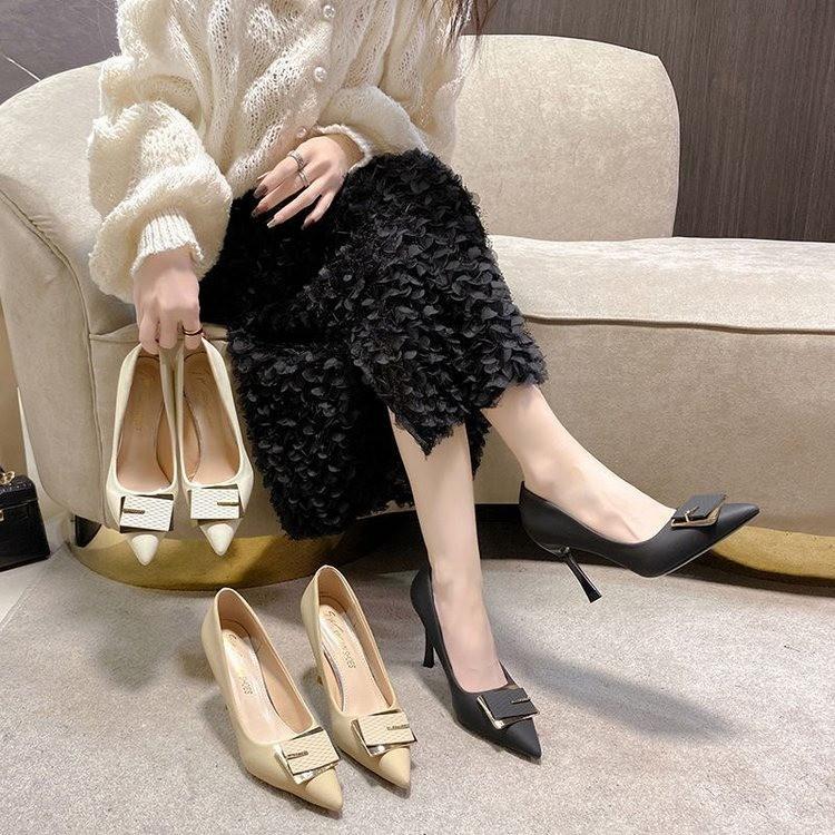 Hot Wholesale Ladies New Slim High Heels Summer Pointed Toe Square Buckle Sexy High Heel Sandals Shoes for Women