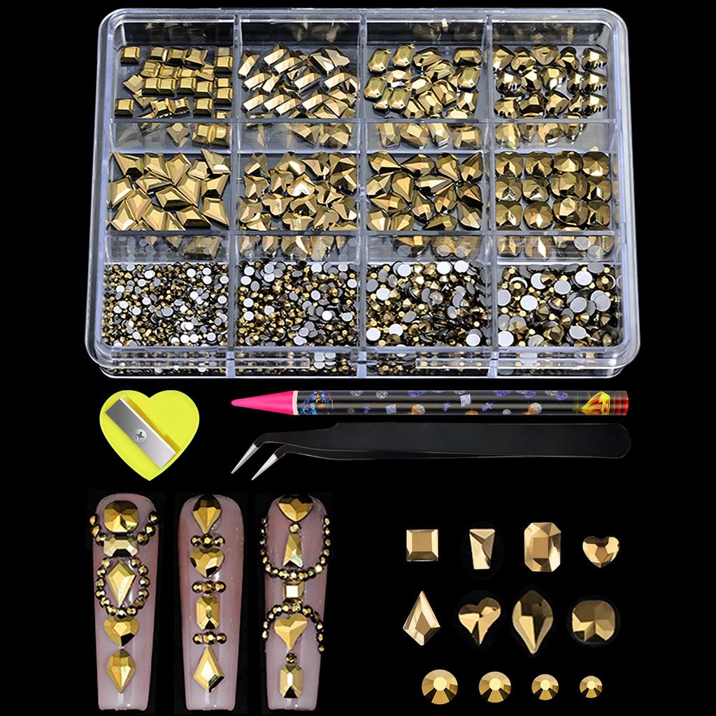 New Flat-Bottomed Diamond Heterosexual Mixed Diamond Nail Art Jewelry Mixed Mixed Round Glass Diamond Rhinestone Nail Decoration