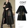 Loose Fit Retro Buckle Long Sleeve Denim Outerwear with Contrast Colors