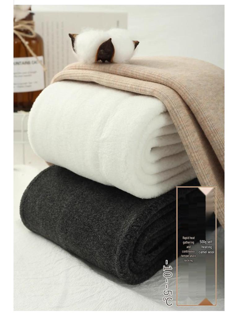 500g Combed Cotton Flannel-Lined Women's Vertical Stripe Leggings, Extra Long Warm Pantyhose for Autumn/Winter – Japanese Style