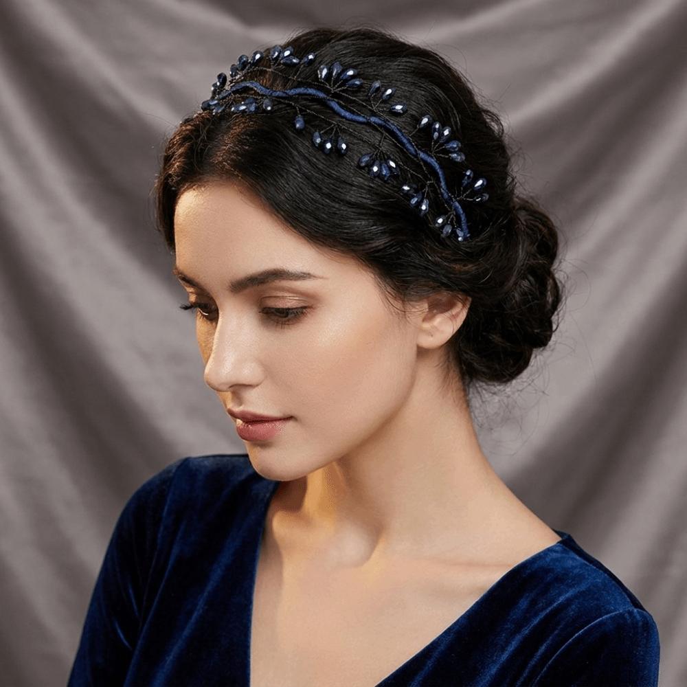 Woven Wire Hair Hoop Elegant Headpiece Super Temperament Crystal Leaf Branch Headband Formal Prom