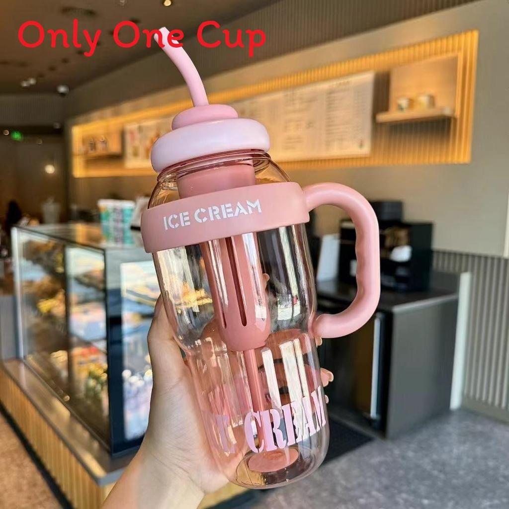 Ice Mug Large Capacity Summer Plastic Cup With Straw For Outdoor Activities And Gift
