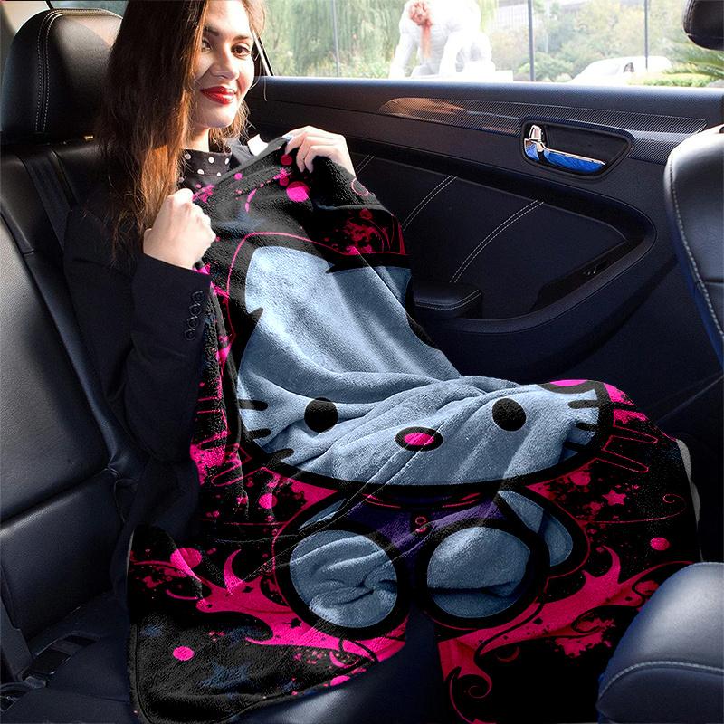 1pc Punk Style Hello Kitty Blanket, Soft Throw Blankets for Bed Couch Sofa, Warm Cozy Home Decor Gift, Living Room, Travel, Camping, Car Blankets, Bea