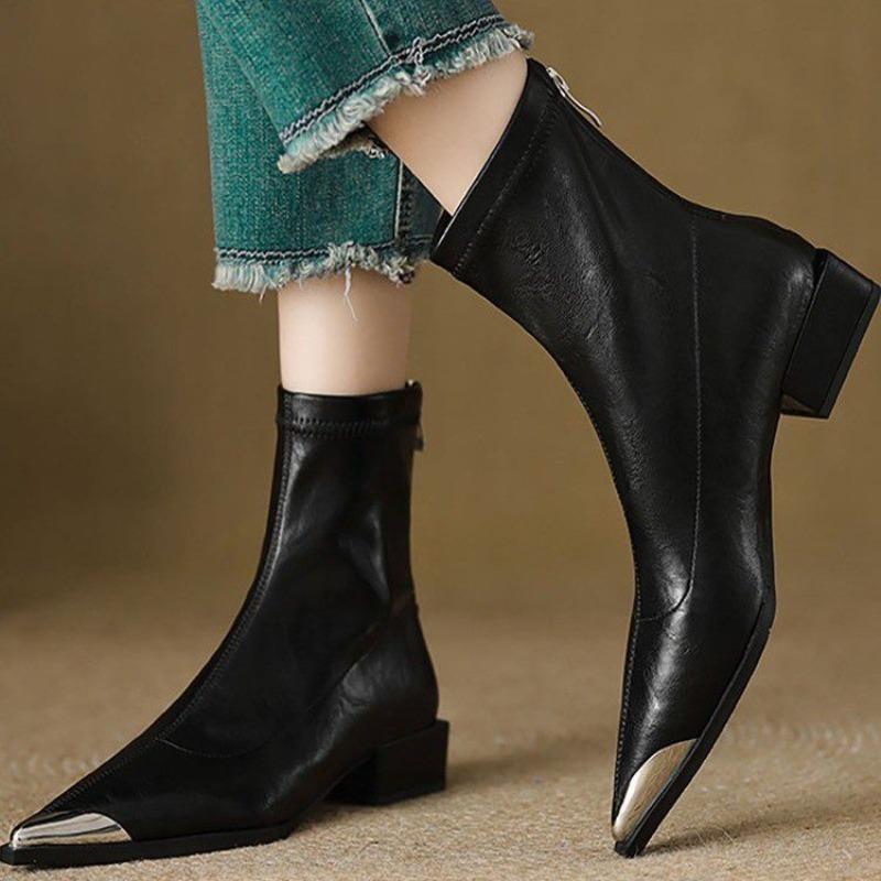 

Женская обувь в стиле ретро - Заостренный носок, Низкий каблук, Новый стиль Осень-Зима, Эластичные и Универсальные Ботинки 35 чёрный