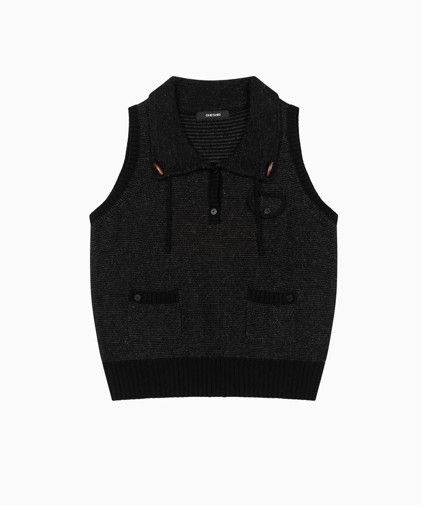 Ohesio Pocket Knit Vest, Black