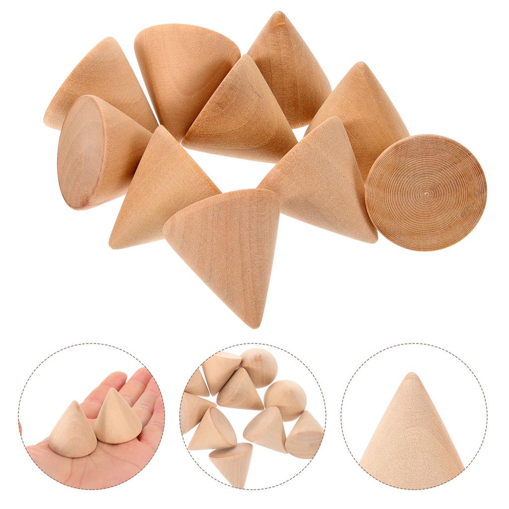 10pcs 3.1Cm Diy Wooden Unpainted Ornament For Ring Display Stand Holder Rack Organizer Cone Craft Wood Diy Cone Wood Craft