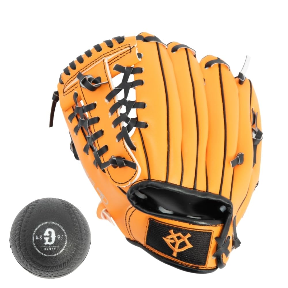

Yomiuri Giants x GP Baseball Glove for Includes Soft for Elementary School Ages (GP) Children, 9-inch, Left-Handed Throw, Ball,