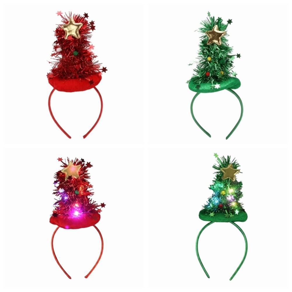 Star Xmas Hair Hoop Plush Texture Holiday Headwear Christmas Tree Headband Family Gathering