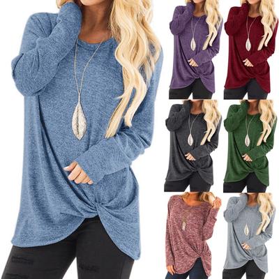 Folulus Kadın Moda Gevşek Uzun Kollu Casual Katı Tişört Bluz Tops