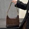 Retro Brown Chain Shoulder Bag Women Matte Patchwork Large Capacity Underarm Bag Ladies Fashion Versatile Commute Crossbody Bags