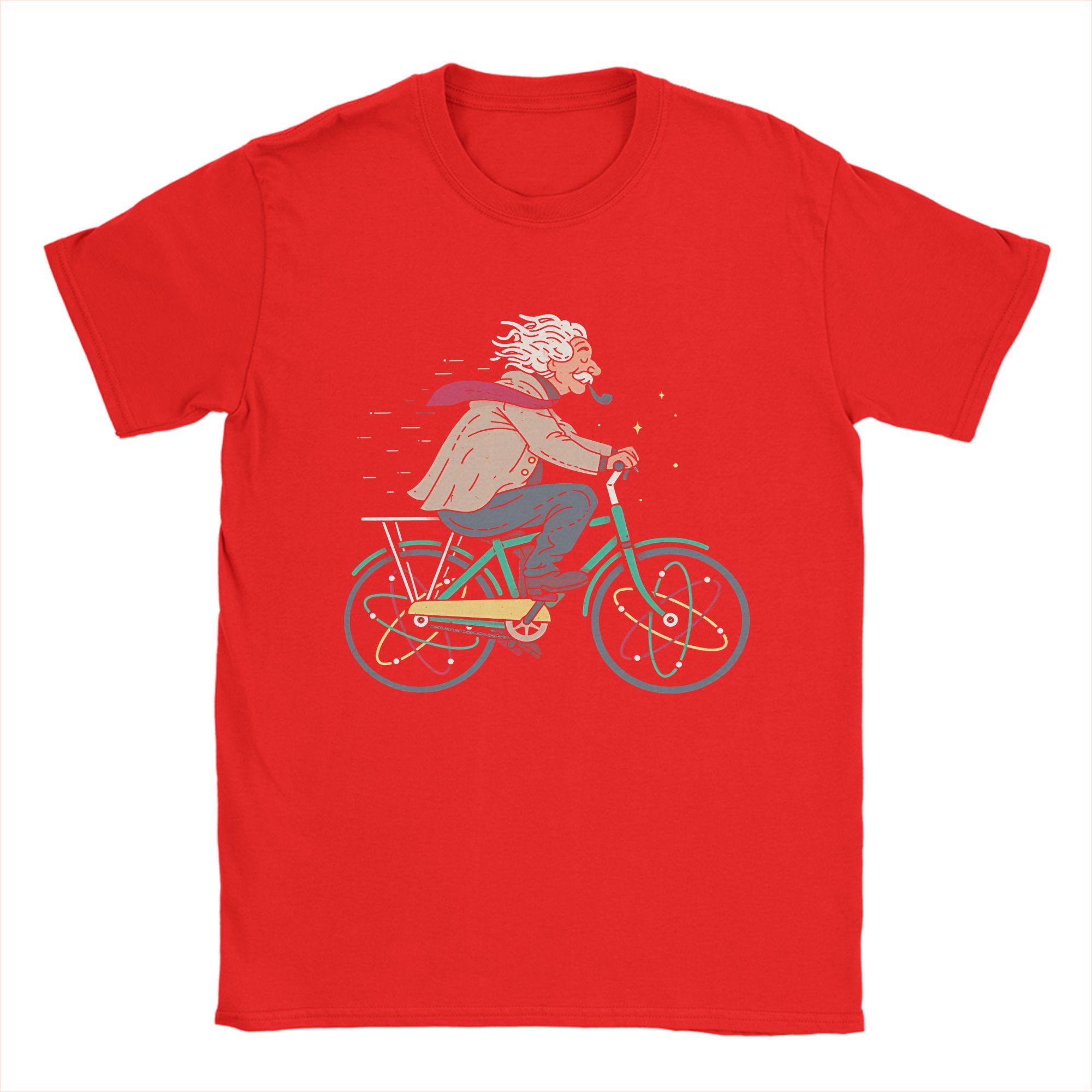 

Albert Einstein Atomic Ride Phsyics Chemistry Bicycle T-Shirt Fashion T Shirts Tops Summer Cotton O Neck Oversized Top Tees S