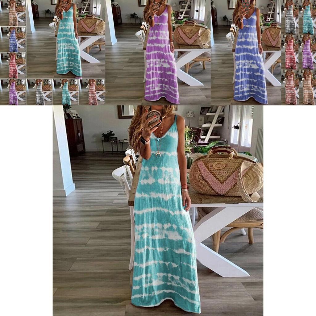 Women Summer Casual Long Maxi Dress With Fashionable Print For Beach Outings