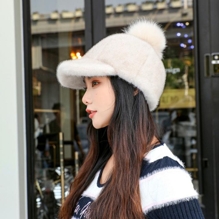 Imitation Mink Hat Women's Winter Thickened Warm Mink Hat Knight Hat Fur Cap Baseball Cap