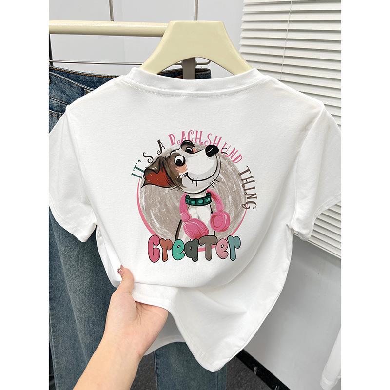 

2025 Women s Petite Puppy Print Short-Sleeved Slimming Summer T-Shirt M