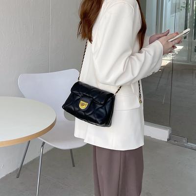 Women's PU Crossbody Bag  New Ladies Designer Exquisite Lock Buckle Soft Leather Chain Underarm Bags Gentle Luxury Handbag