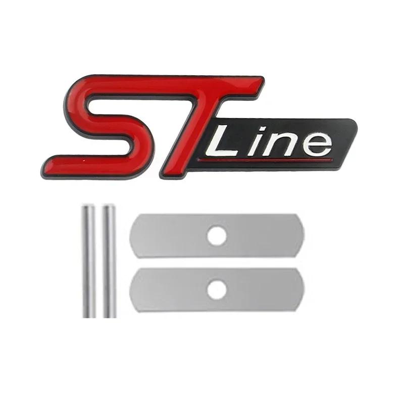 For  ST LINE Logo Front Grill Emblem Badge Car Rear Trunk Sticker Decals Focus Kuga Fiesta Mondeo ESCAPE Ecoboost