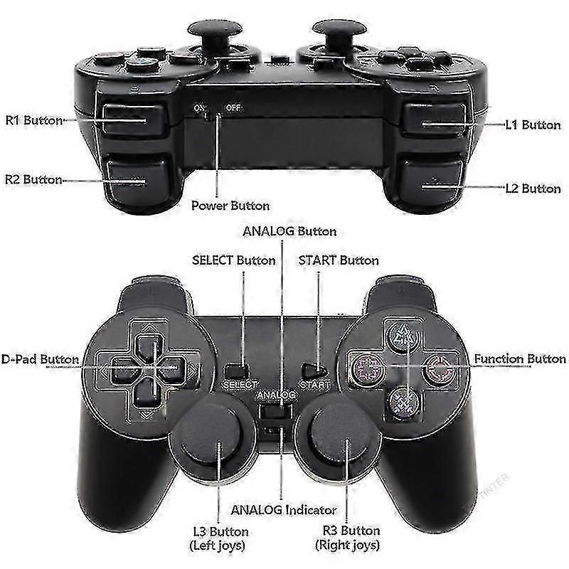 Kabelloser PS2-Controller mit Dual-Shock-Vibration - USB/Bluetooth-Gamepad für PlayStation 2/PC (Transparentes Design + 10m Reichweite)_CD