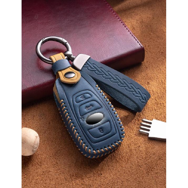 For Subaru Key Fob Cover Leather Car Key Case Keychain Fob Holder Compatible For Forester Impreza Outback Legacy STI WRX BRZ Crosstrek Ascent