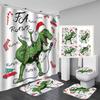 4-Piece Dinosaur And Microphone Pattern Shower Curtain With Hook Bathroom Compartmentary Curtain Bathroom Accessories Home Decor