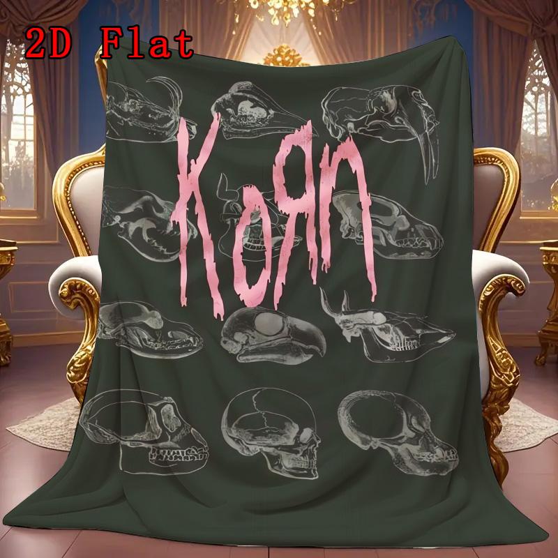 Korn 2D Flat Pattern Flannel Blanket High quality All Seasons Warmth and Comfort Perfect for Christmas Gifts.MMT0918056