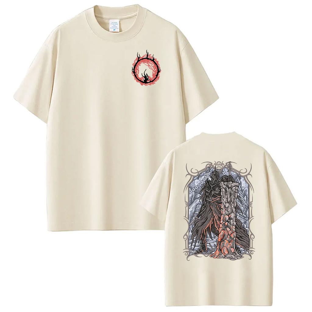 Dark Souls Knight Graphic TShirts Unisex Game Player Cosplay Short Sleeve T Shirt Men Retro Oversized Cotton Tshirt Streetwear