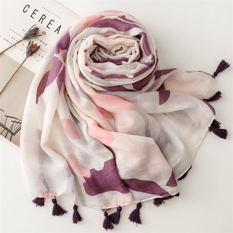 88*180cm Luxury Women Viscose Scarf Ventilate Summer Beach Shawl Cotton Linen Feeling Tassel Pashmina Muslim Hijab Wrap Lady