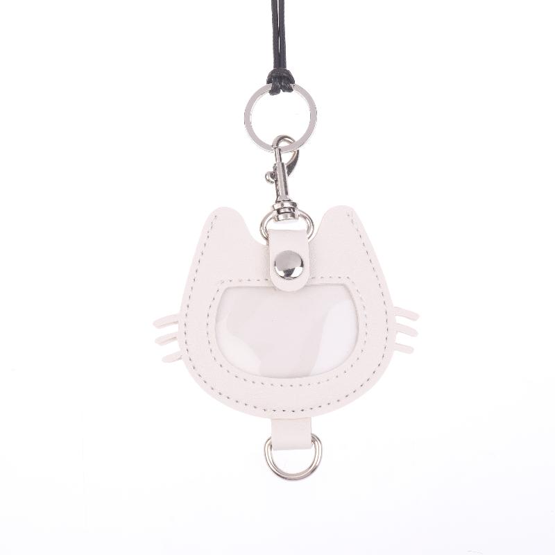 Multifunctional Cat-Shaped Leather Keychain for Pet Hair Memorial, Portable Storage Bag