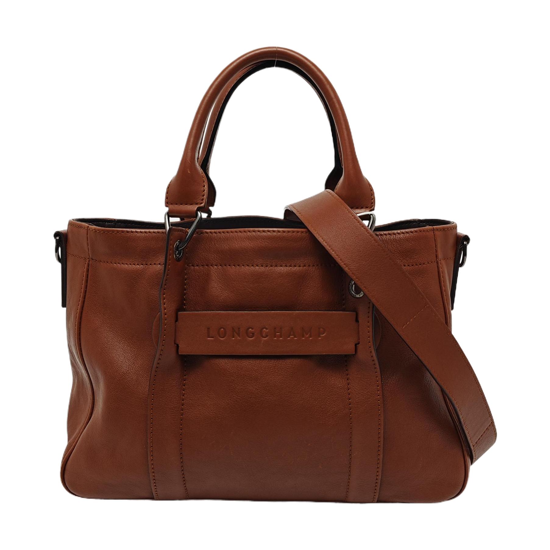 [Pre-Owned] 3D Series Brown Leather Tote Bag - Very Good #1XB105W ONE SIZE