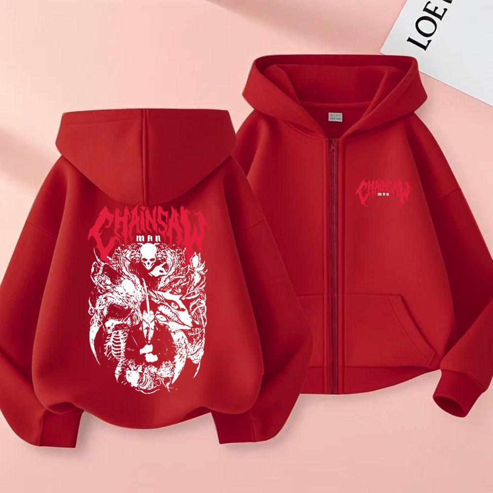 Anime Chainsaw Man Hayakawa Aki Grafik Reißverschluss-Hoodie Herren Damen Mode Übergroße Zip-Up-Jacke Mantel Unisex Manga Fleece-Hoodies