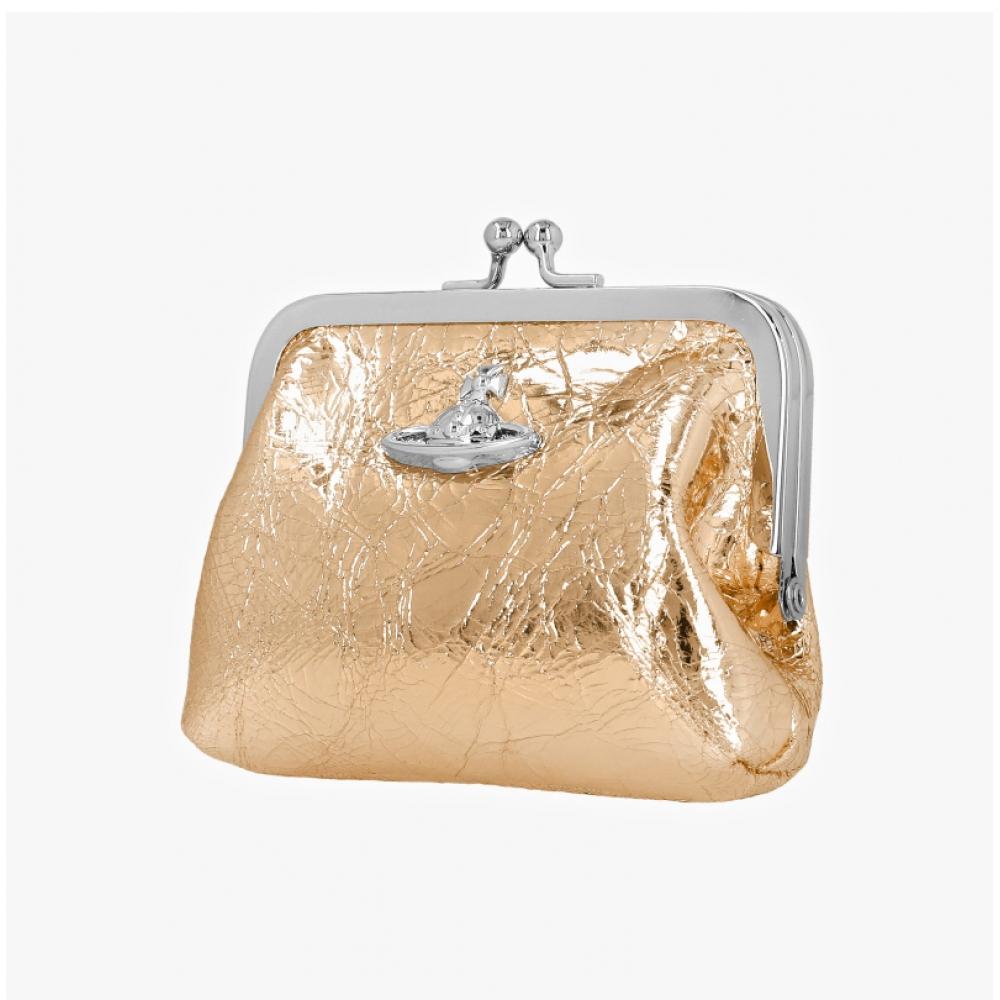 Vivienne Westwood Metallic Crinkle Frame Pulse Mini Coin Card Wallet 56010005w L00a7 R401