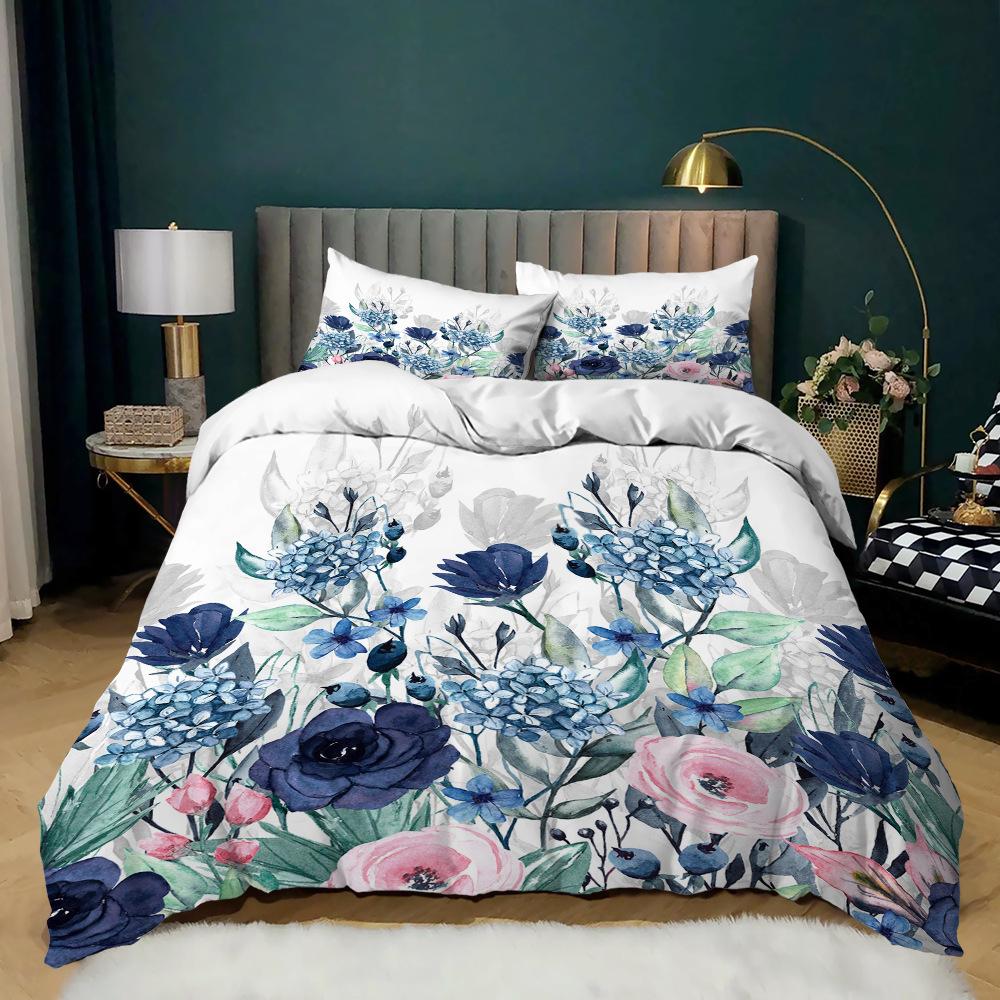 Pastoral Three-Piece Plant Printing Four-Season Kit Quilt Cover