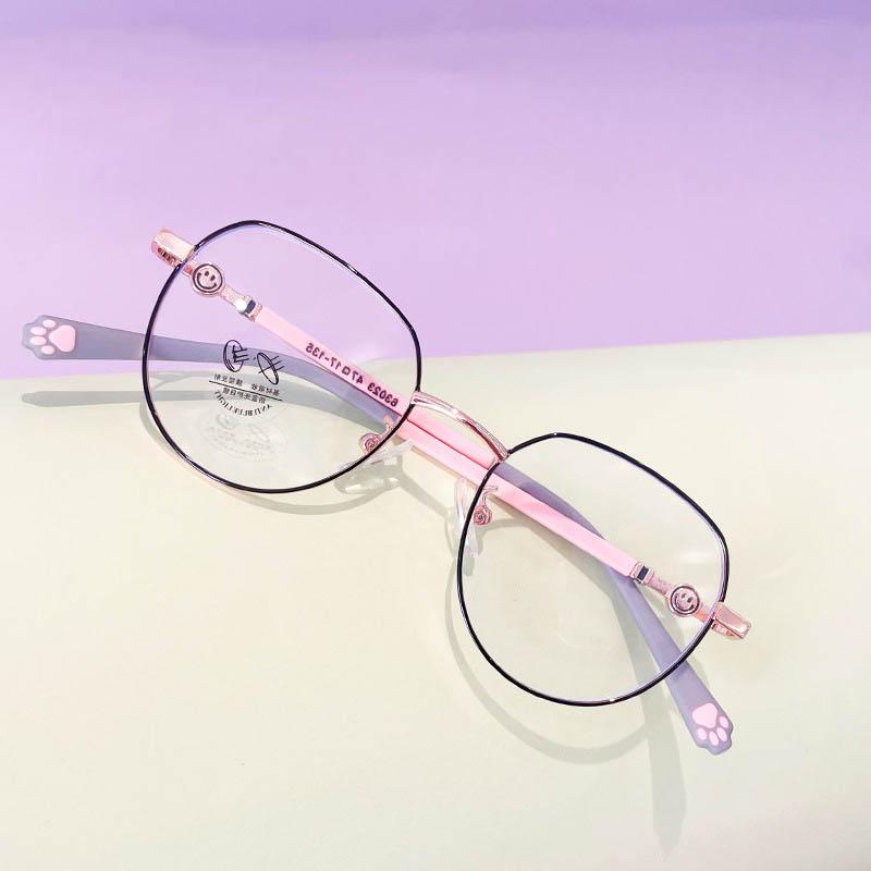 

56564 Круглые металлические очки для детей, оптическая оправа для очков, модные очки для компьютера с защитой от синего света, очки для близорукости