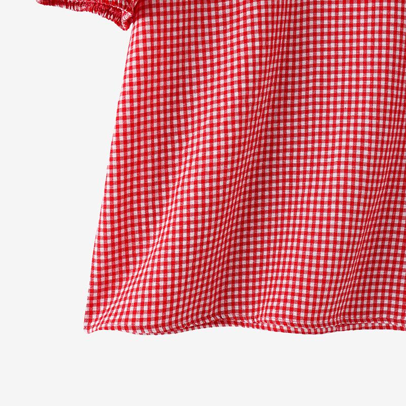 ZANZEA Women Casual O-neck Short Sleeve Plaid Print Blouse