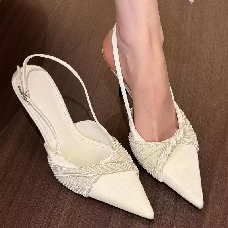 Fashion Retro Woman Shoes Pointed Heel Sandals 2025 New  Summer Bow Girls High Closed New Open Stiletto Fashion Back Strap Butterfly