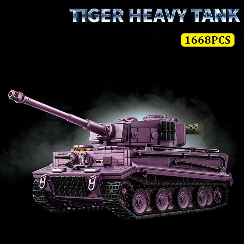 Military WW2 German Tiger Heavy Tank Model Building Blocks Army Panzer Battle Tank MOC Soldiers Figures Bricks Toy Children Gift