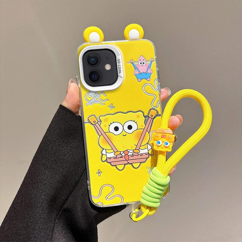 KEYSION Cute Ear Cartoon Case for iPhone 11 with Lanyard Soft Silicone+PC Shockproof Phone Back Cover for iPhone 11