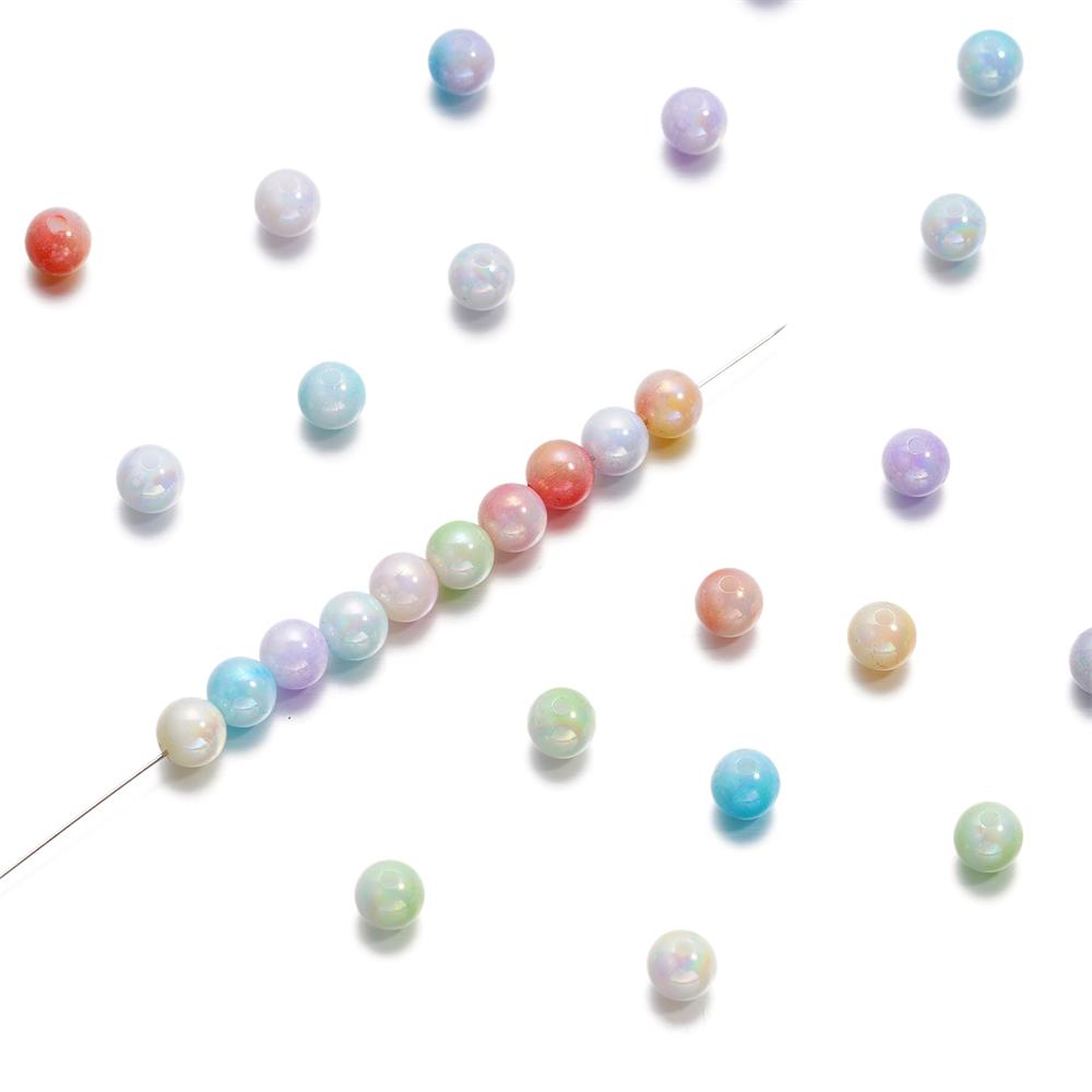 10g 4/6mm Acrylic Aurora Spacer Beads Gradient AB Color Imitation Pearl Round Bead for DIY Bracelet Jewelry Accessories