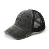 Women Summer Ponytail Baseball Cap Cottony Denim Patchwork Mesh Broken Sunhat Outdoor Sports Vintage Snapback Golf Baseball Hat